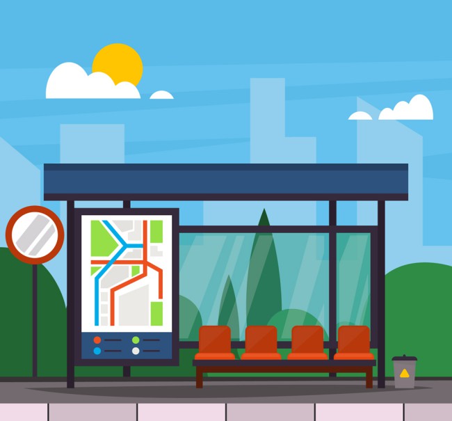 创意城市公交车站设计矢量素材16图库网精选