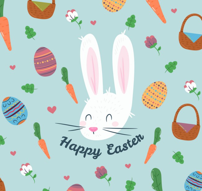 彩绘复活节彩蛋和兔子矢量素材16图库网精选