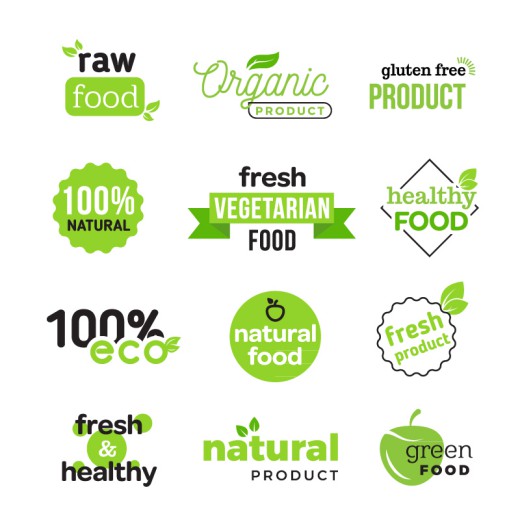 12款绿色健康食品标志矢量图16设计