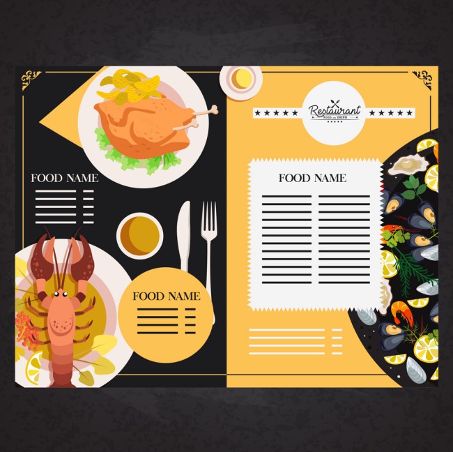 创意海鲜菜肴餐馆菜单矢量素材16图库网精选
