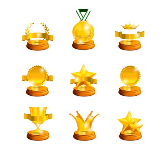 9款金色质感奖杯设计矢量素材素材