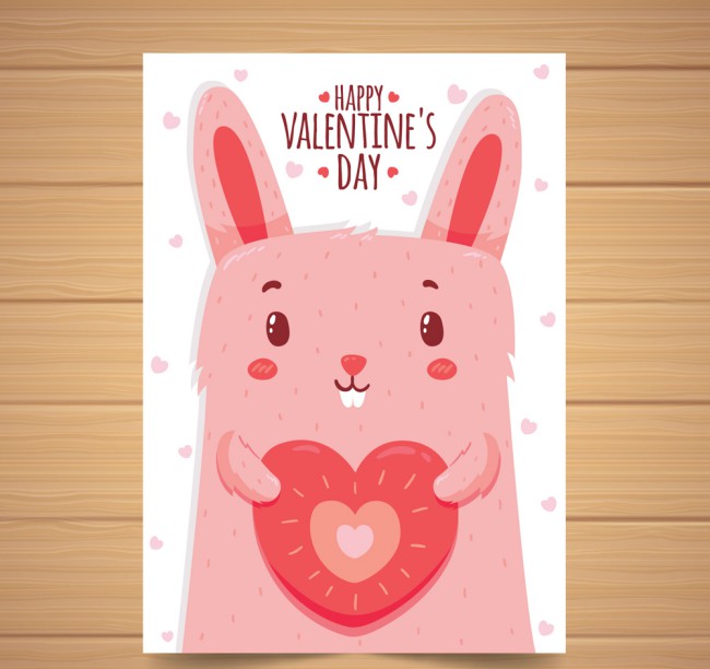 彩绘兔子情人节卡片矢量素材16图库网精选