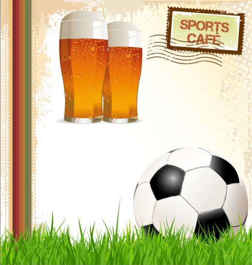 创意啤酒与足球海报矢量素材素材中