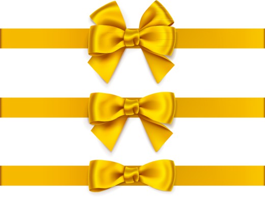 3款金黄色蝴蝶结丝带矢量素材16设计网精选