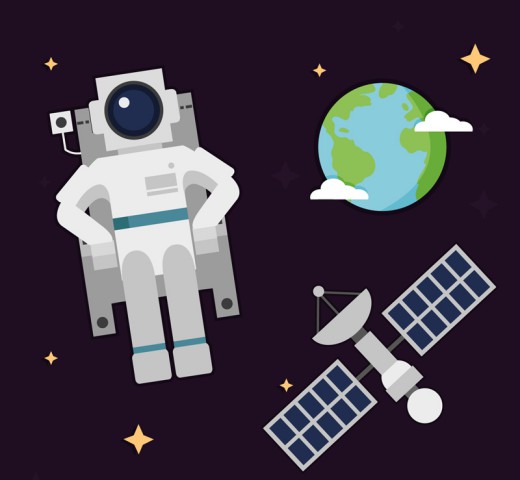 太空中的宇航员和卫星矢量素材16图库网精选