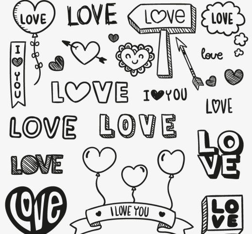 18款黑色爱与爱心艺术字矢量素材16设计网精选