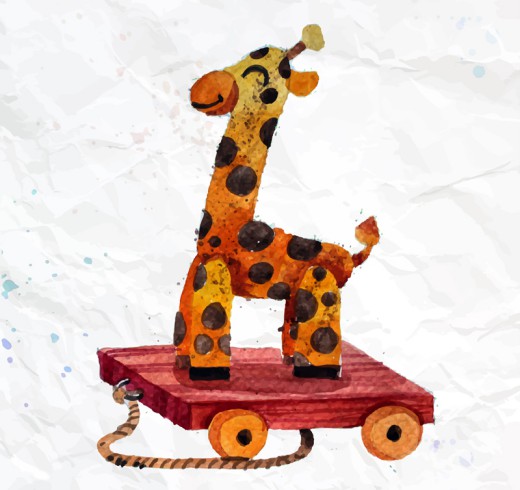 带车轮的长颈鹿玩偶矢量图素材中国网精选