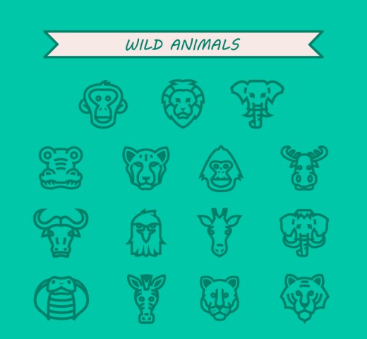 15款野生动物头像设计矢量素材16素材网精选