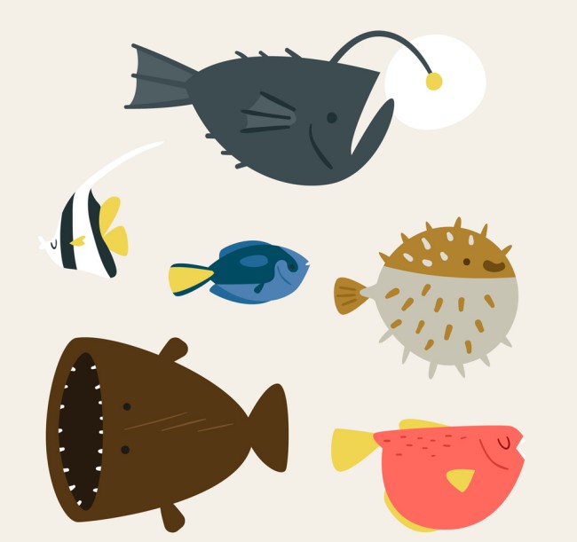 6款可爱海洋鱼类矢量素材16图库网精选