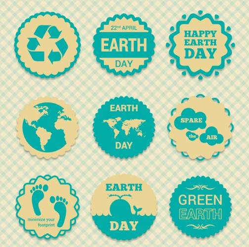 6款绿色地球日标签矢量图普贤居素材网精选