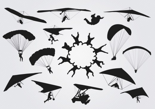 15款跳伞运动剪影矢量素材16素材网