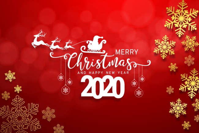 2020年金色雪花圣诞雪橇贺卡矢量素材16图库网精选