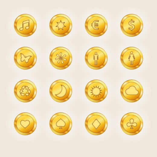 16款金币图标矢量素材16设计网精选