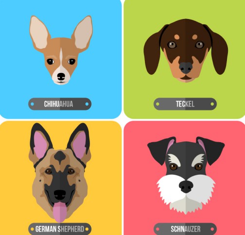 4款卡通宠物狗头像矢量素材16设计网精选