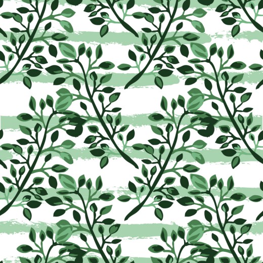 水彩绘绿色树枝无缝背景矢量素材16图库网精选