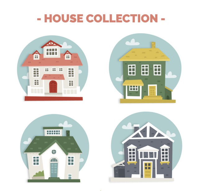 4款彩色房屋设计矢量素材16图库网精选