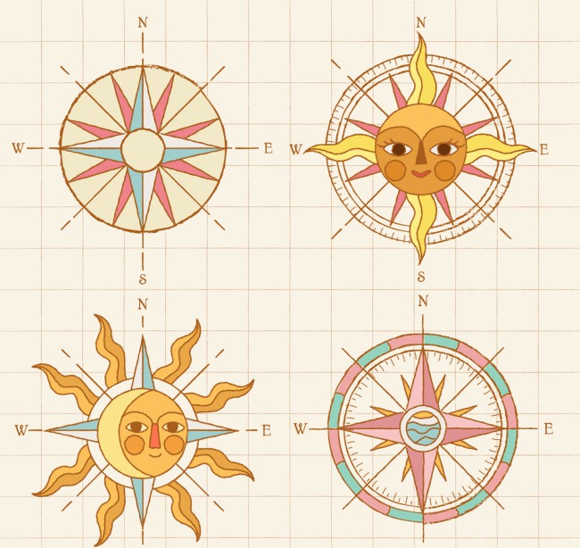 4款手绘古老指南针矢量素材16图库