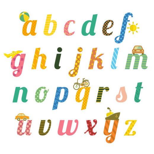26个童趣英文字母设计矢量素材素材