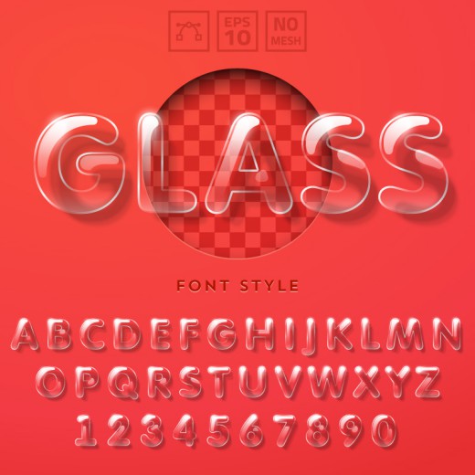 透明玻璃质感字母设计矢量图普贤居素材网精选