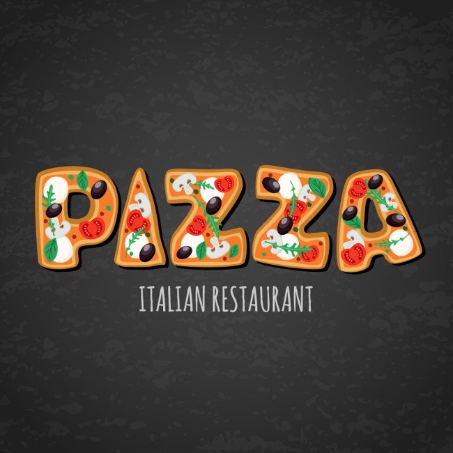 创意披萨意大利餐馆艺术字矢量图素材中国网精选