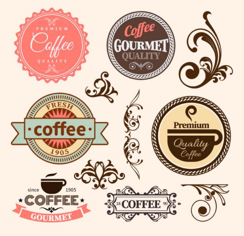 11款复古花纹和咖啡标签矢量图16图库网精选