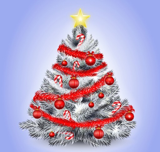 彩带条装饰银色圣诞树矢量素材16图