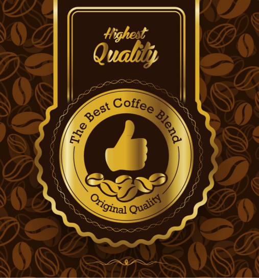 金色优质咖啡标签矢量素材普贤居素材网精选