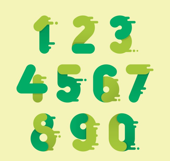 10款绿色双拼色数字设计矢量图普贤居素材网精选