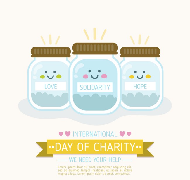 可爱世界慈善日捐款玻璃罐矢量图素材中国网精选