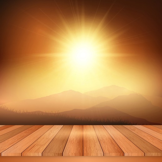 木制观景台前的阳光风景矢量素材16图库网精选