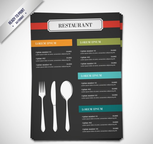 彩色餐厅菜单矢量素材16素材网精选