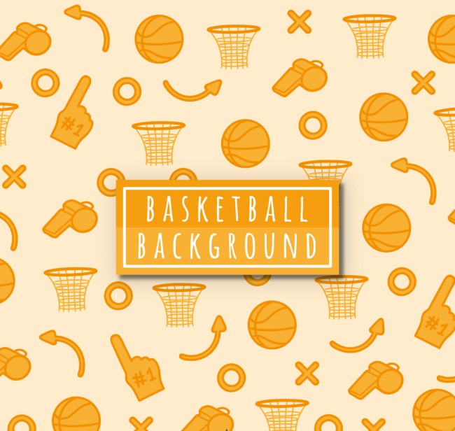 橙色篮球元素无缝背景矢量素材16素材网精选