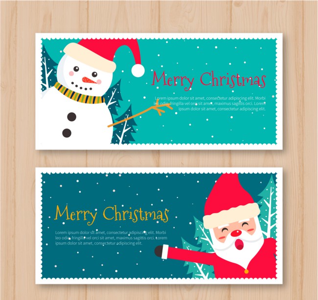 2款可爱圣诞老人和雪人banner矢量图16图库网精选