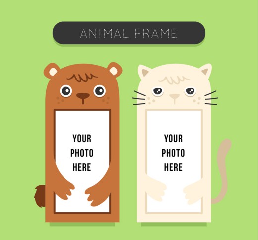 2款可爱动物照片框架矢量素材素材