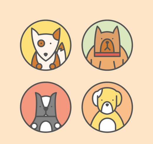 4款宠物狗头像图标矢量素材16图库网精选