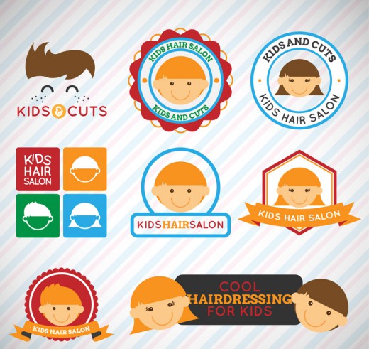 9款儿童理发店标签矢量素材素材中国网精选