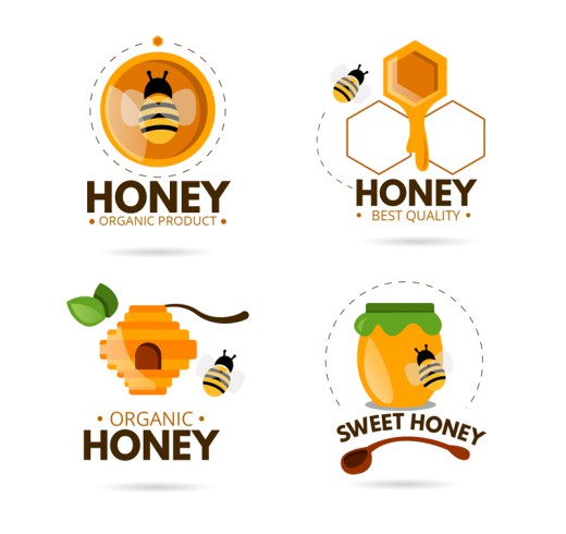 4款精美有机蜂蜜标志矢量图素材中