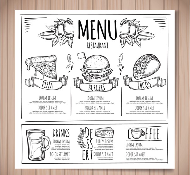 手绘餐馆菜单设计矢量素材16图库网精选