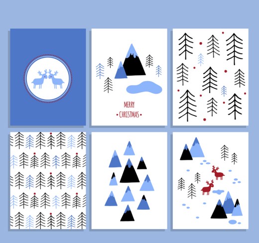 6款简洁创意圣诞卡片矢量图16图库网精选