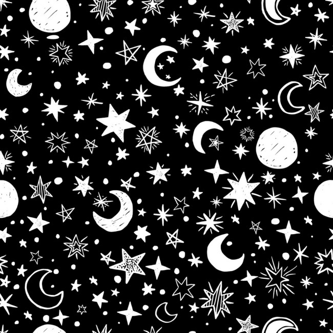 黑白星星月亮无缝背景矢量素材16图库网精选