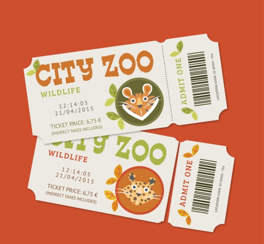 2款可爱动物园单人票矢量素材16图库网精选