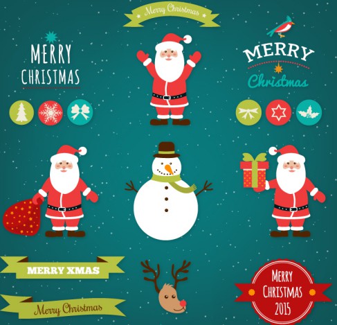 11款圣诞老人与雪人标签矢量素材16图库网精选