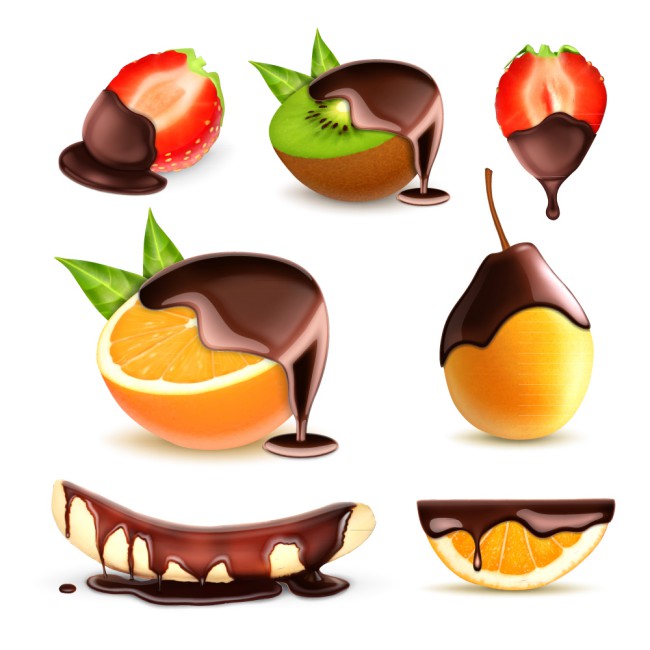 7款裹着巧克力的新鲜水果矢量图素材中国网精选