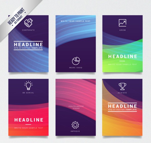 6款彩色商务宣传单矢量素材16设计网精选