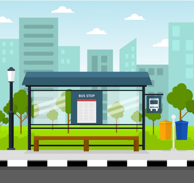 整洁城市公交车站矢量素材16设计网精选