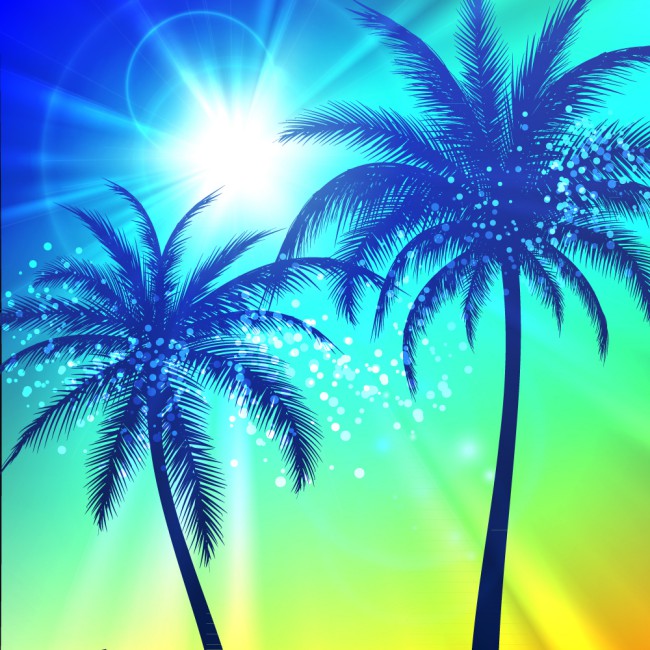 创意太阳下的棕榈树矢量素材16图库网精选