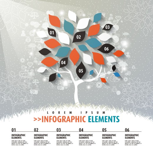 精致立体树叶商务信息图矢量素材16设计网精选