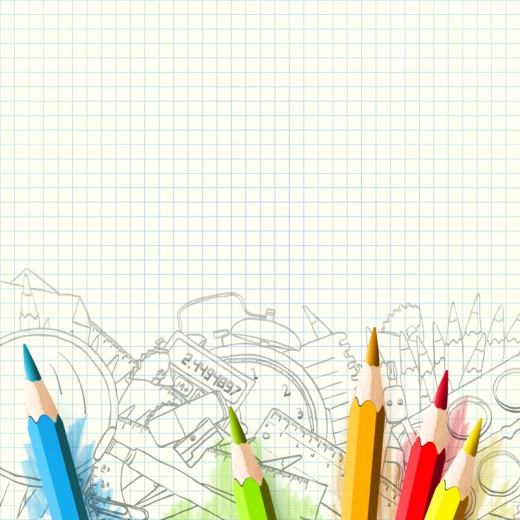 彩色铅笔和校园涂鸦矢量素材16素材网精选