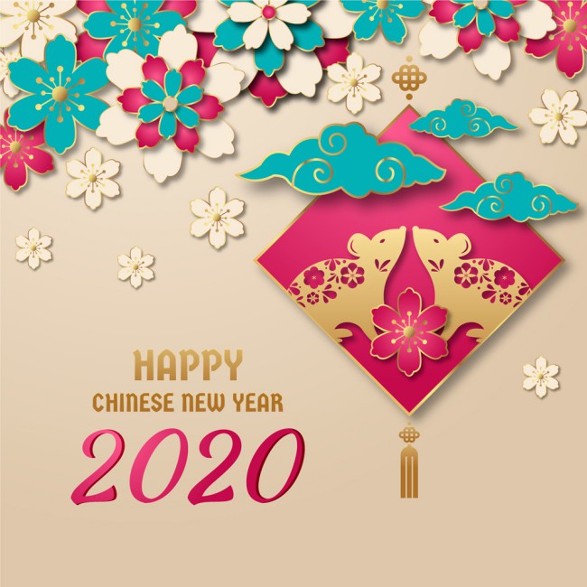 2020年创意扇子老鼠贺卡矢量素材素材中国网精选