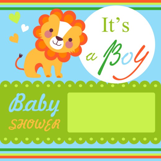 可爱狮子迎婴卡片矢量素材16素材网精选